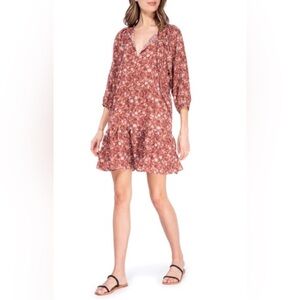 Bobeau Rust Floral Dress